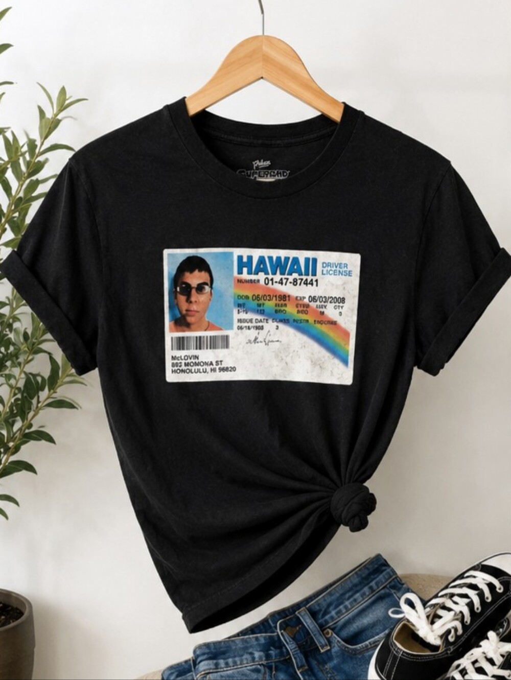 Vintage Superbad “McLovin” Hawaii Driver License Graphic Tee Size XL